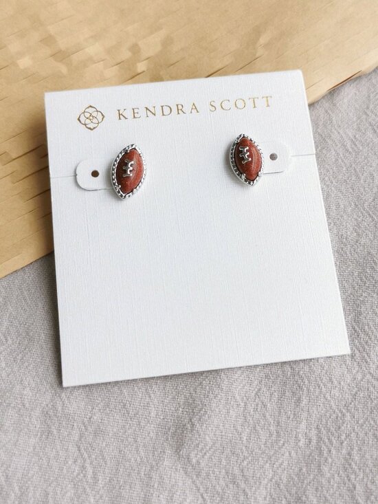 Kendra Scott Jewelry - Kendra Scott Football Stud Earrings, Silver Orange Goldstone